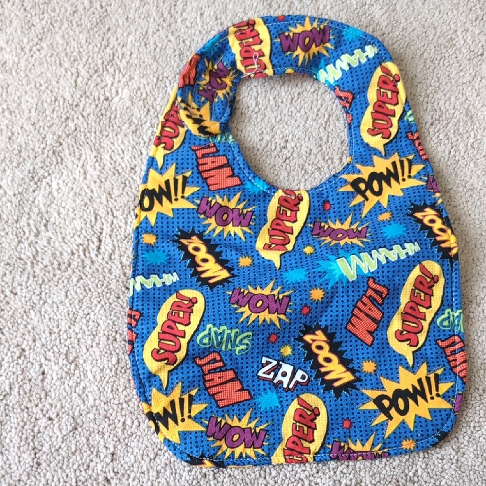 Colorful Comic Print Kids Bib Nwot
